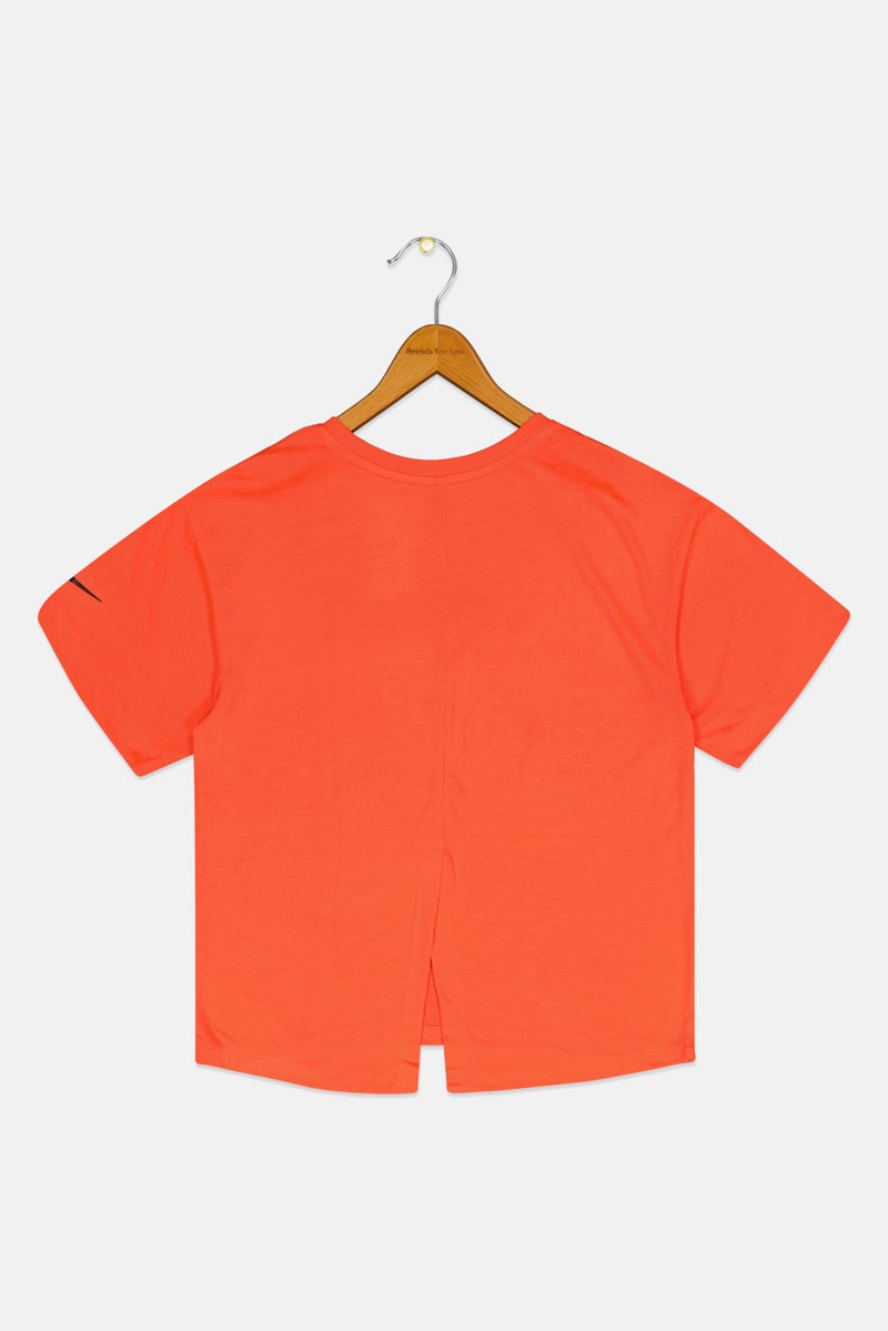 Nike 3Brand by Russell Wilson Kids Girl Sportswear Fit Short Sleeve Training T-Shirt, Orange - Image 2